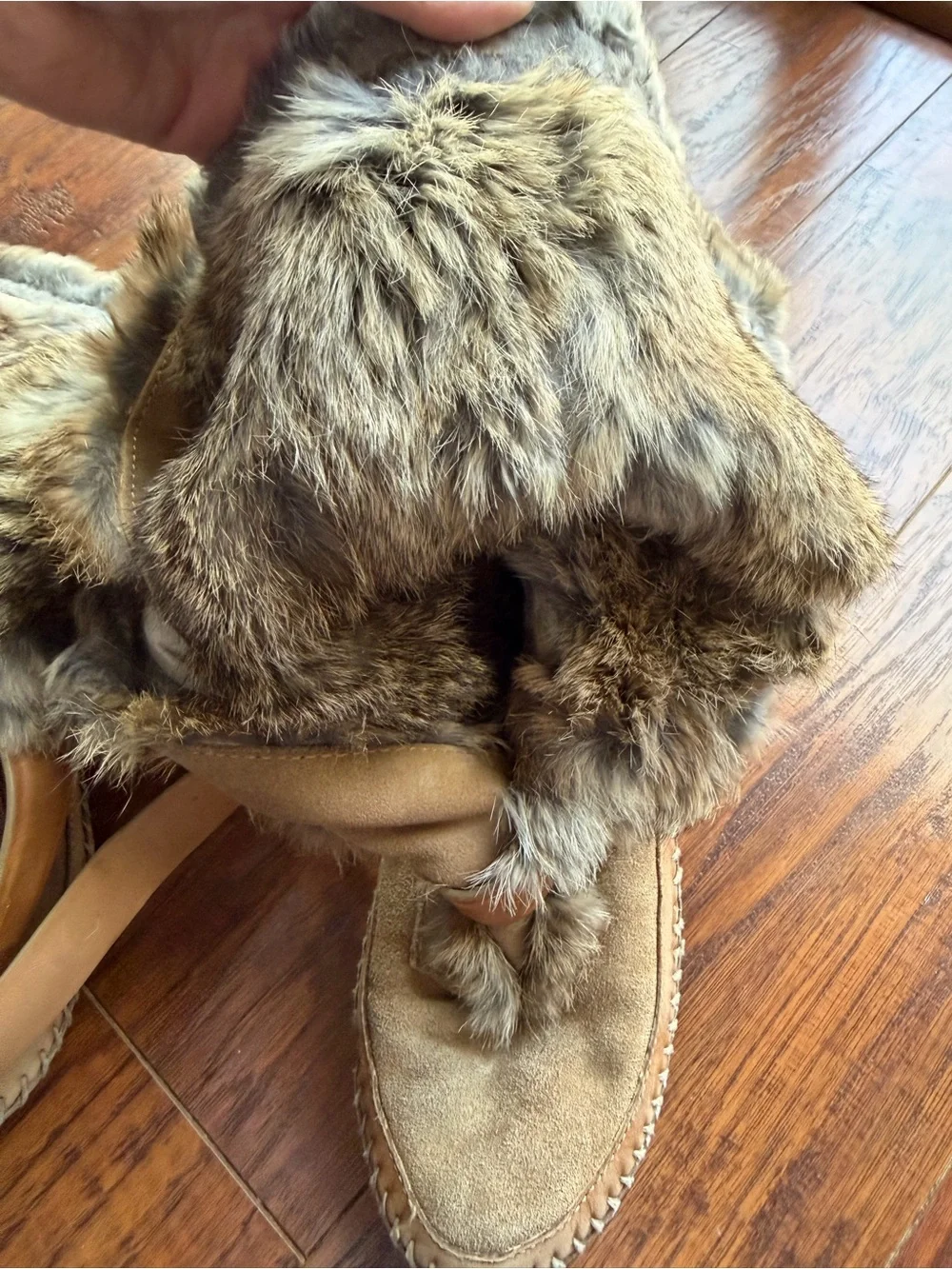 Tory Burch rabbit fur wrap Jaden leather boot no size 7.5 ditressed